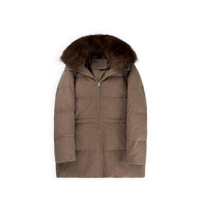 《仙仙专属》时尚简约95%白鹅绒收腰狐狸毛领连帽外套GG02551AY