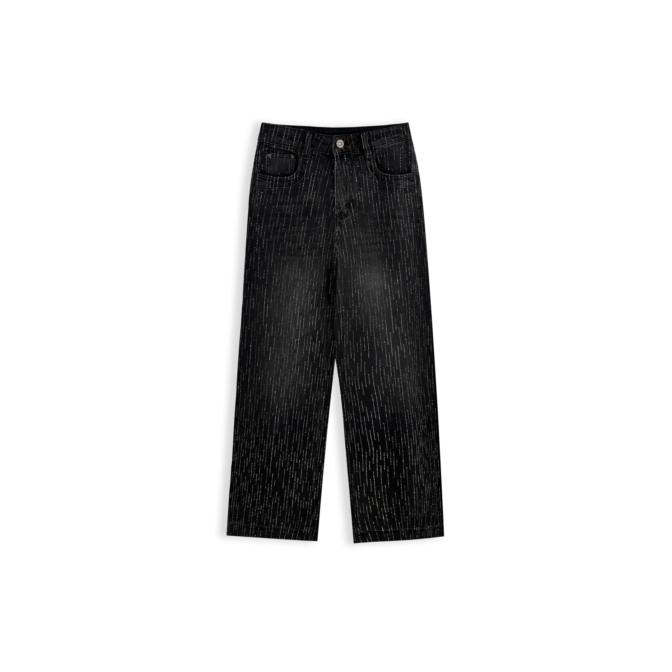 《鹦鹉梨严选》时尚重工设计高腰廓形百搭阔腿牛仔裤Z09091M