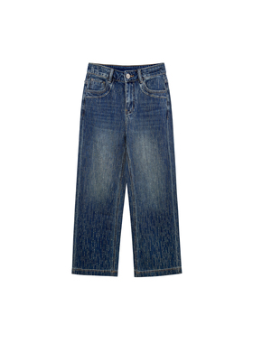 《仙仙专属》时尚重工设计高腰廓形百搭阔腿牛仔裤Z09091M