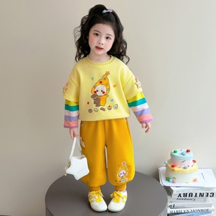 女童套装春秋季2026新款卡通星星人儿童卫衣两件套休闲洋气衣服潮