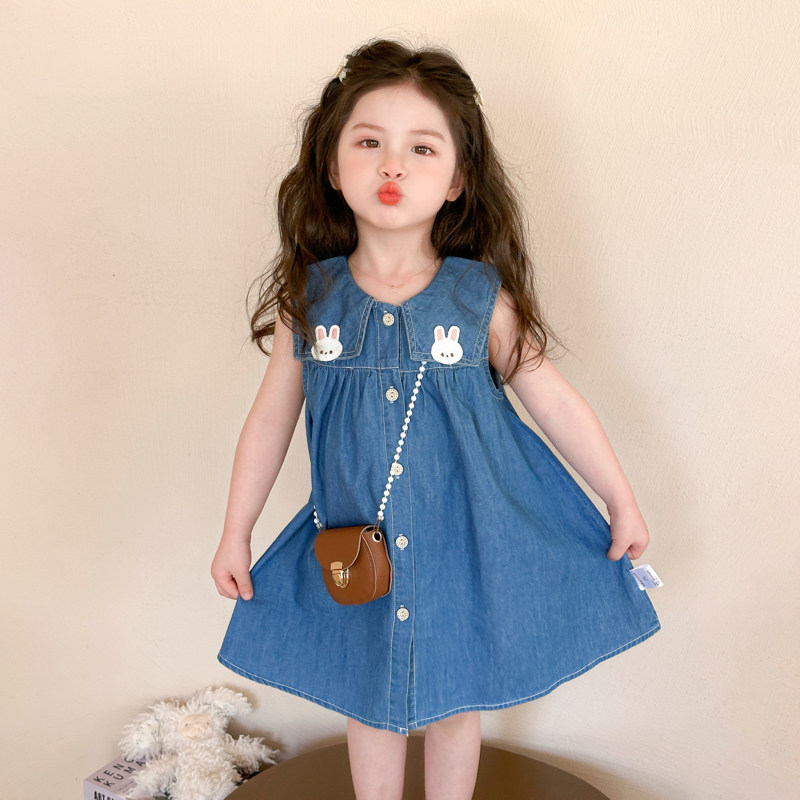 女童牛仔连衣裙2025新款夏季韩系裙子儿童背心裙夏装女宝宝公主裙