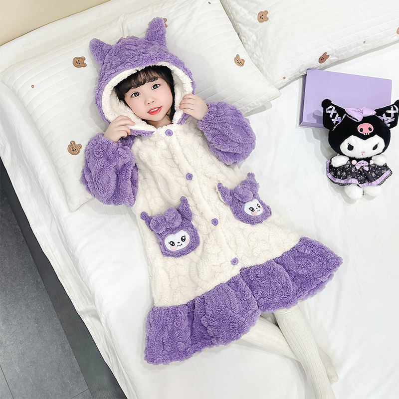 【冬上新】女童加绒库洛米睡袍