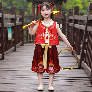 哪咤儿童服装t恤套装男童国潮风cos夏装六一演出服汉服表演服唐装