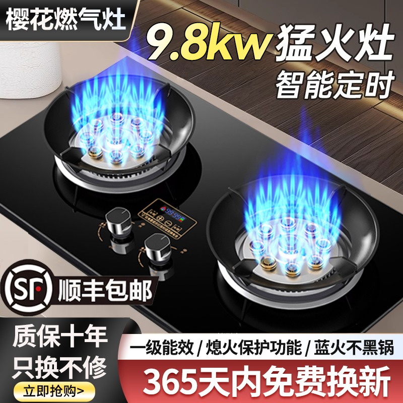大火力燃气灶双灶家用嵌入式天然气灶台式液化气节能猛火煤气炉灶