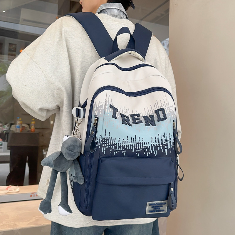 书包女初中男生潮酷渐变色大容量高颜值双肩包女高中大学生背包男