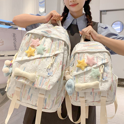 褶皱感星星装饰校园背包栗子芙女