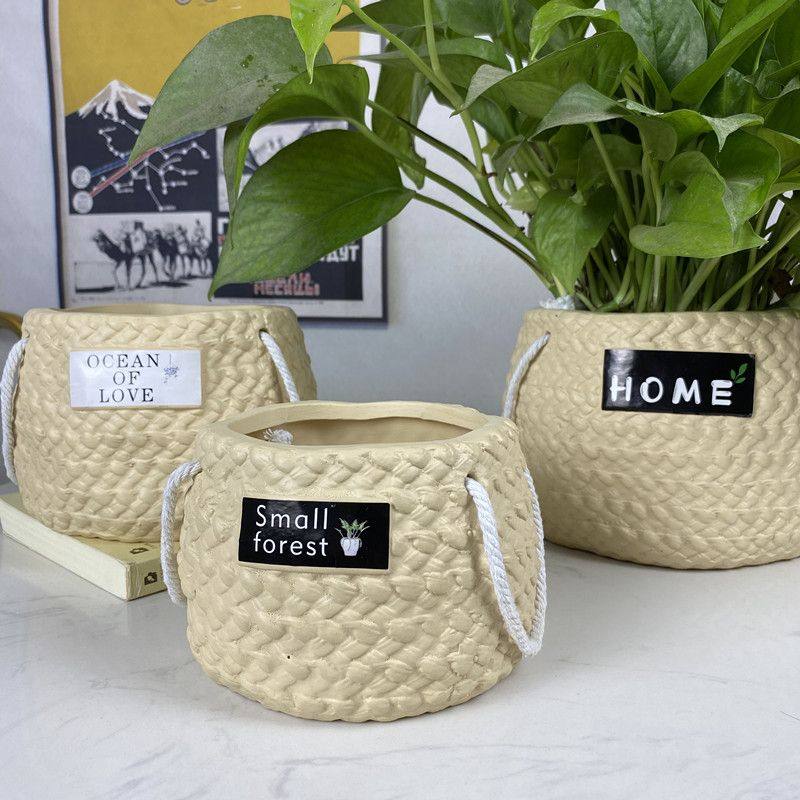 莫兰迪色INS北欧现代简约布袋陶瓷花盆家居阳台装饰高档绿萝多肉,鲜花速递/花卉仿真/绿植园艺,花盆,淘宝优惠券,粉丝福利购,淘宝优惠卷