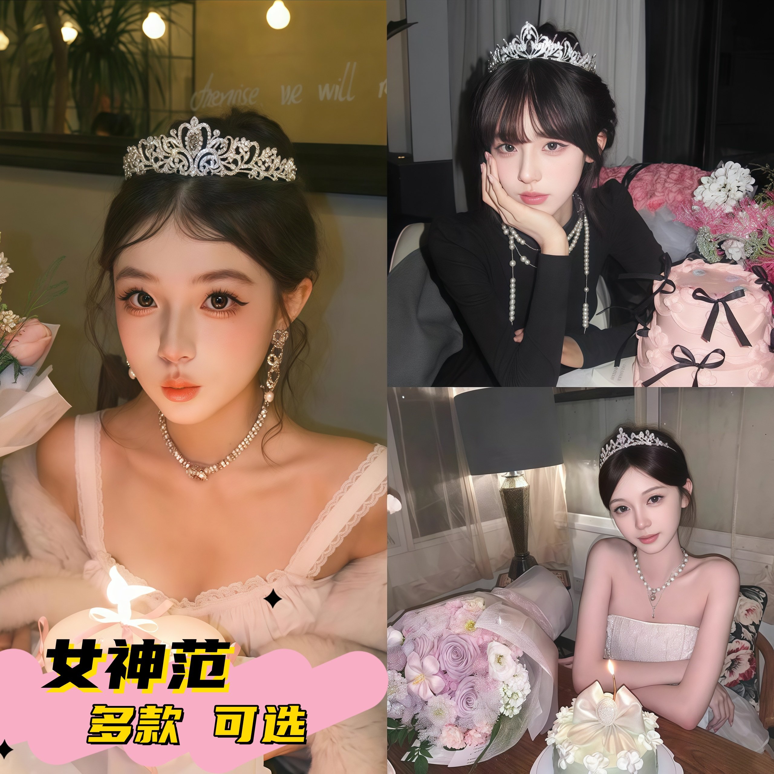 女神皇冠结婚发饰生日王冠