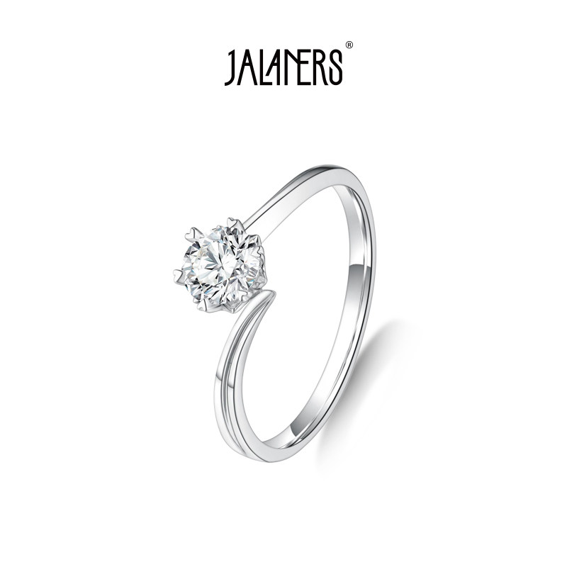 JALANERS【培育】定制钻戒女 冰花18K金时尚交织戒臂设计结婚钻戒