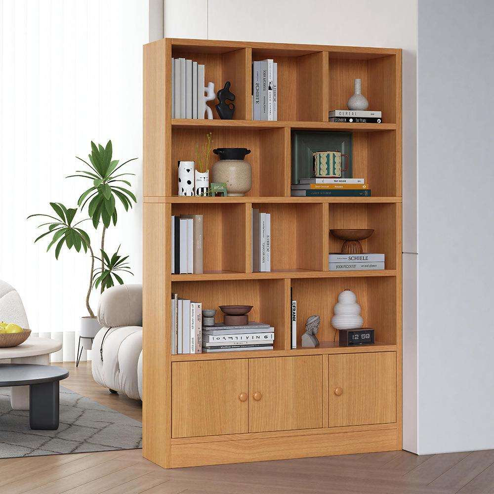 实木书柜客厅落地靠墙置物架简易收纳储物柜多层家用展示收纳书柜