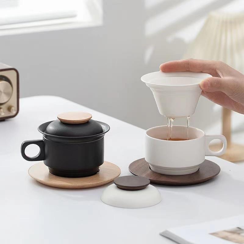 陶瓷茶水分离杯创意家用泡茶杯个人专用茶咖杯办公喝茶高档咖啡杯