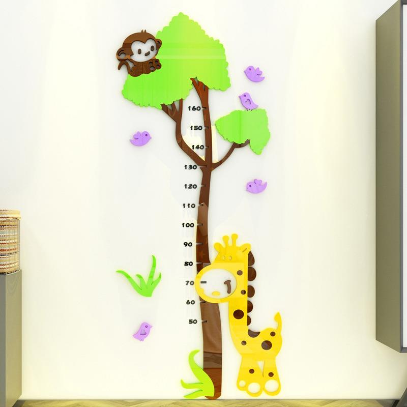 小树卡通儿童身高贴画3d立体墙贴画儿童房宝宝房间装饰测量身高贴图片