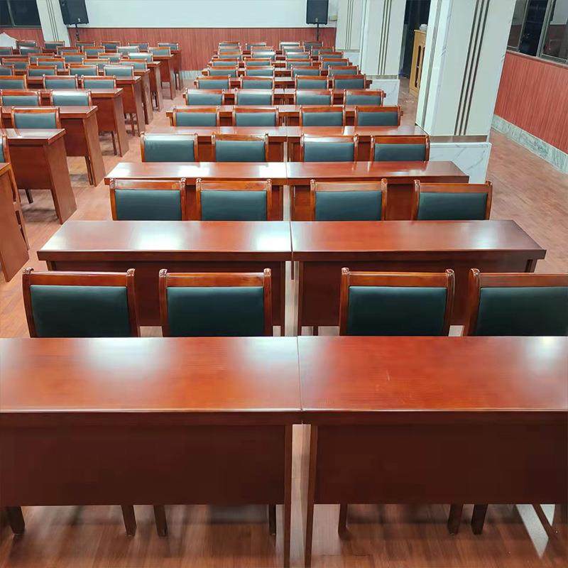 双人会议桌椅组合油漆会议室条桌实木贴皮长条桌培训条形桌组合