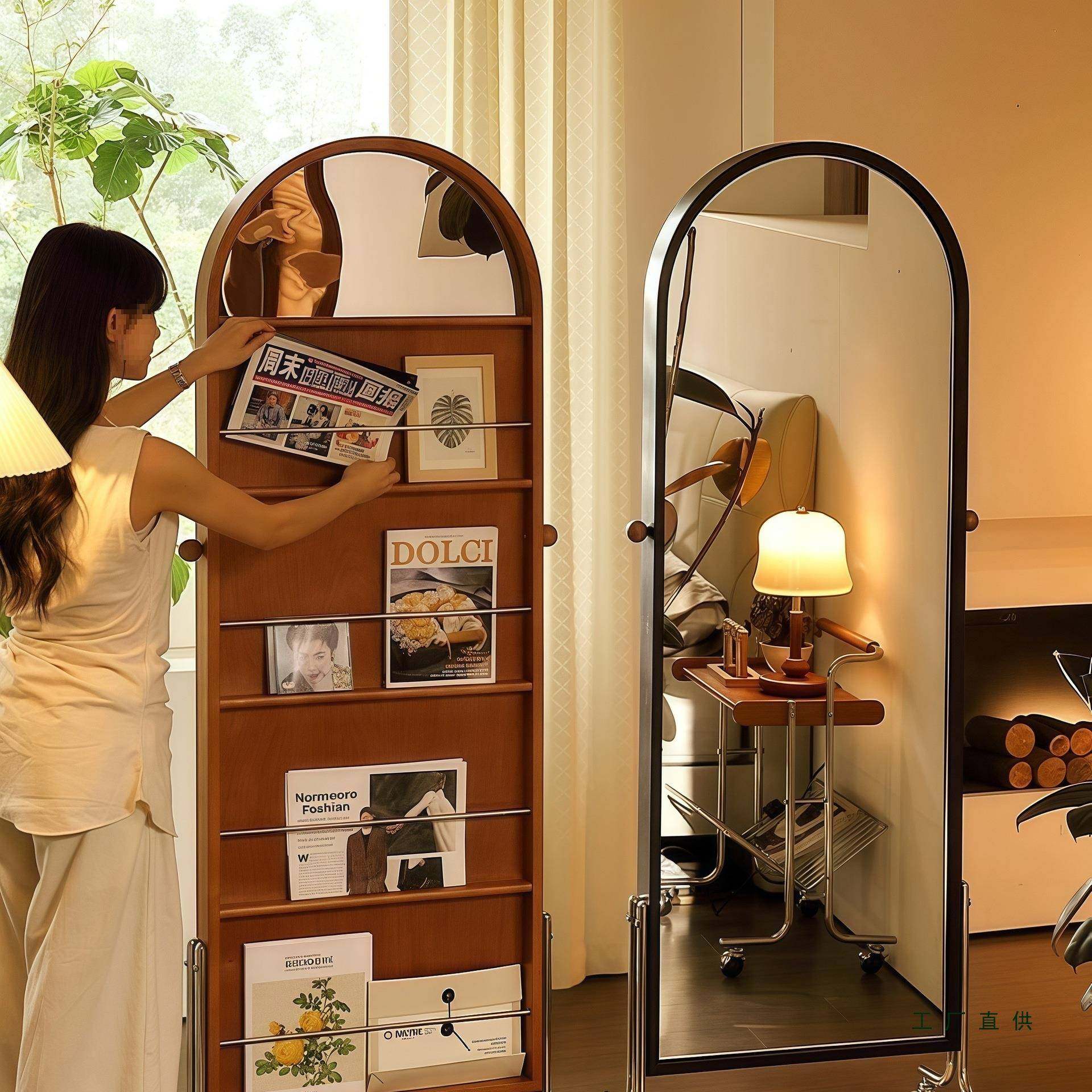 实木穿衣镜家用落地全身镜旋转杂志收纳一体可移动中复古风试衣镜,纺织面料/辅料/配套,纺织机械配件,淘宝优惠券,粉丝福利购,淘宝优惠卷