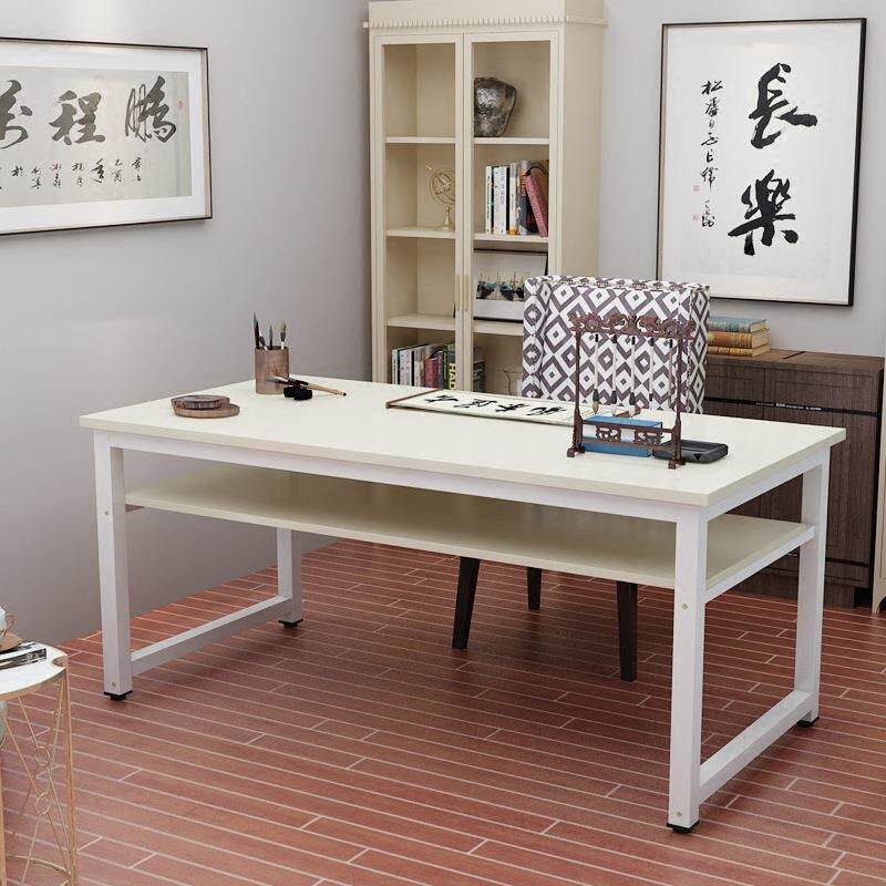 简约双层书画书法桌画案画台阅览室桌椅长条培训桌国学培训课桌