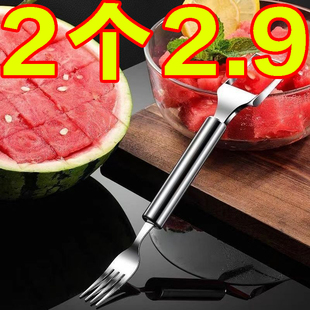不锈钢西瓜切块神器水果切丁分割器家用吃瓜叉子二合一切西瓜工具