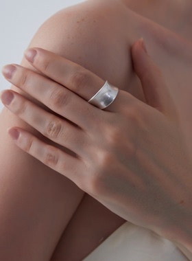 as said漫游系列 曲线不规则哑光戒指 925银气质设计感宽开口戒