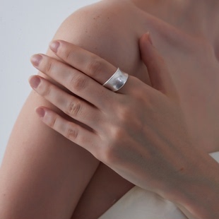 925银气质设计感宽开口戒 曲线不规则哑光戒指 said漫游系列