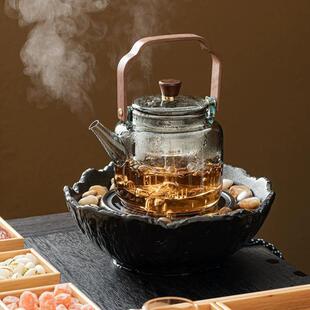 围炉煮茶器具茶装 蒸煮茶壶电陶炉加热玻璃烧水壶家用室内中式