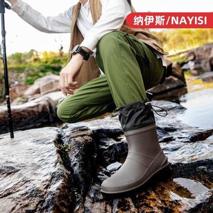 加高加厚户外 雨鞋 男士 雨靴中筒防水防滑带收紧口洗车胶鞋 钓鱼水鞋