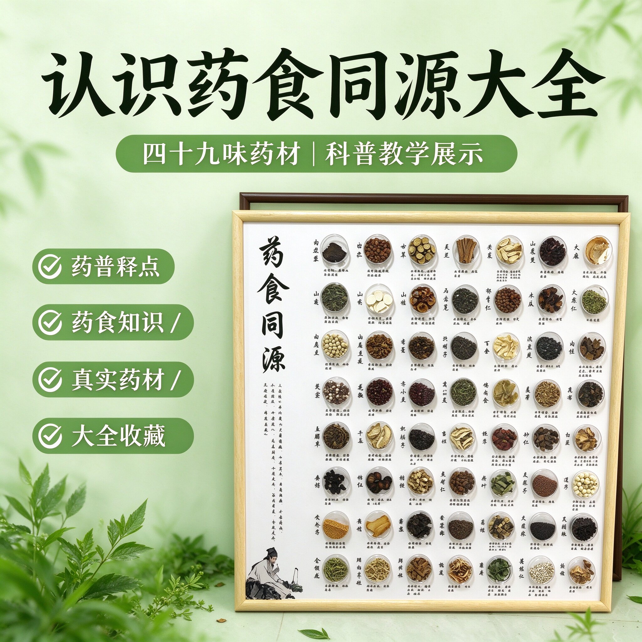 儿童中药图滋补品店背景墙布置药材柜装饰苗族kt板药材装饰画
