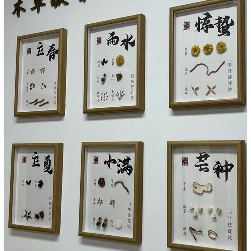 二十四节气木牌中草药氛围非遗墙面装饰中药展示摆件中医诊室挂图