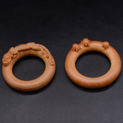金丝龙血竹老竹根雕螭龙貔貅实心竹竹指环文玩把件鸟笼环扣面包圈