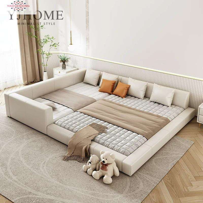 榻榻米床二胎家庭床亲子床一家四口现代双人床子母双拼床主卧大床