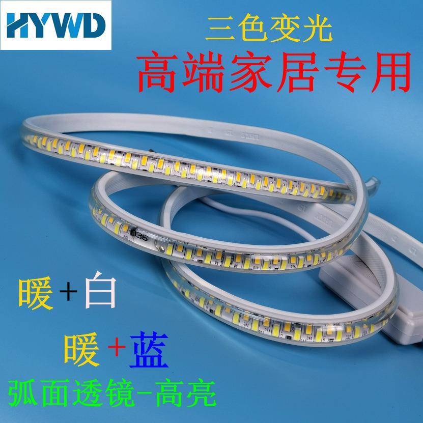 led灯带三色变光弧面透镜白富美直排错位5730-180珠纯铜线高亮