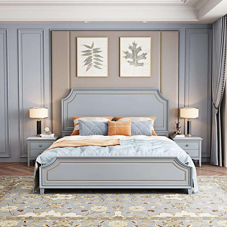 轻奢床美式双人床1.8米现代简约实木床1.5m婚床主卧橡木网红爆款