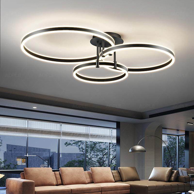 客厅灯2024年新款灯具简约现代感大气灯饰创意圆环卧室吸顶灯