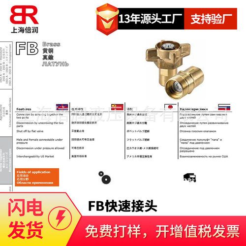 倍润FASTER锥面FB 12/34 NPT F5系列液压快速接头