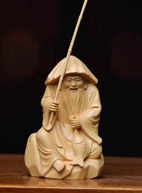 渔翁老人小叶黄杨木雕实木文玩木质工艺品禅意雕刻根雕手把件