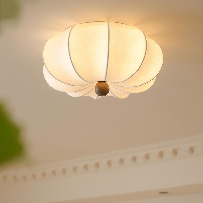 南瓜卧室吸顶灯中古诧寂风民宿餐厅复古LED日式书房蚕丝吸顶灯