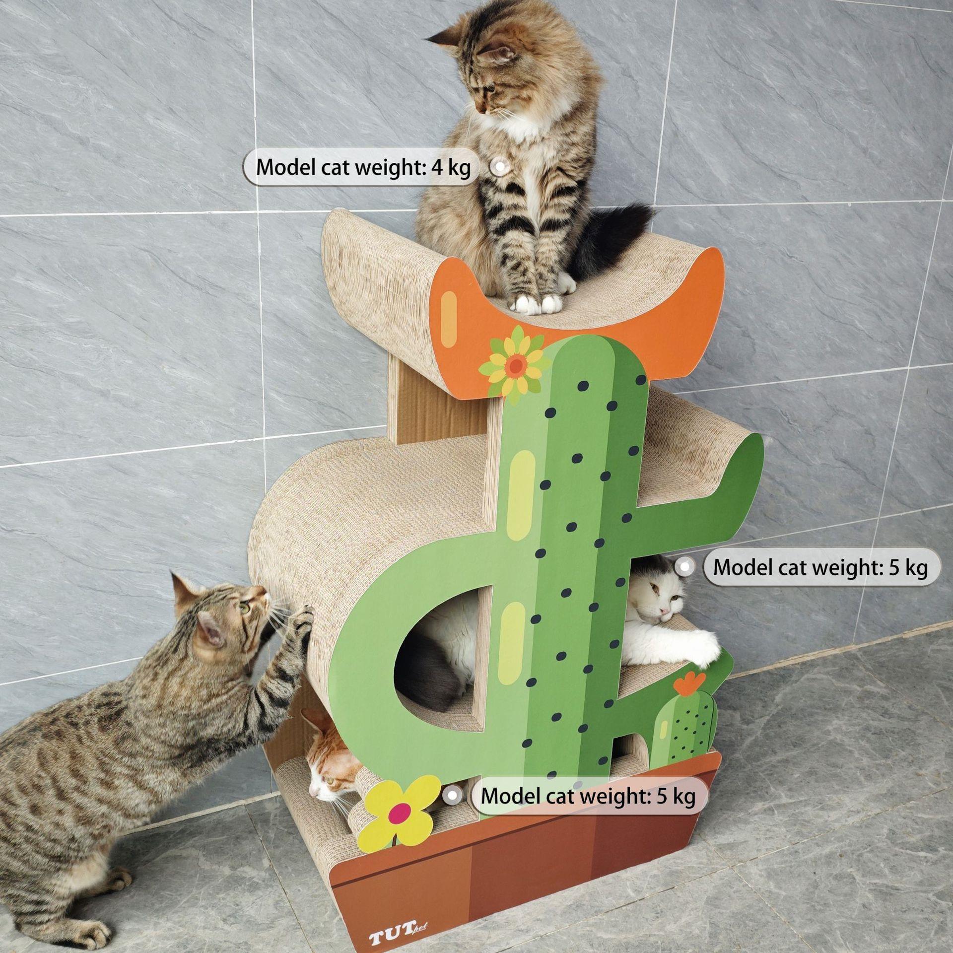 icle仙人掌猫抓板猫窝猫爬架4层高端BB坑耐抓耐磨猫抓板宠物磨爪