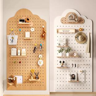 实木洞洞板置物架定制收纳优质入户玄关工具柜阳台墙面配件造型墙