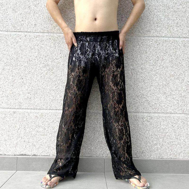 高级感立体雕花水溶蕾丝宽松大码男士睡裤家居裤镂空半透直筒裤,女士内衣/男士内衣/家居服,睡裤/家居裤,淘宝优惠券,粉丝福利购,淘宝优惠卷
