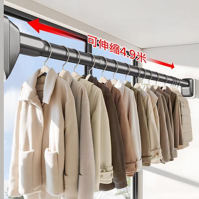 日本伸缩晾衣杆免打孔晾衣架一根可伸缩阳台衣柜支撑杆子强力承重