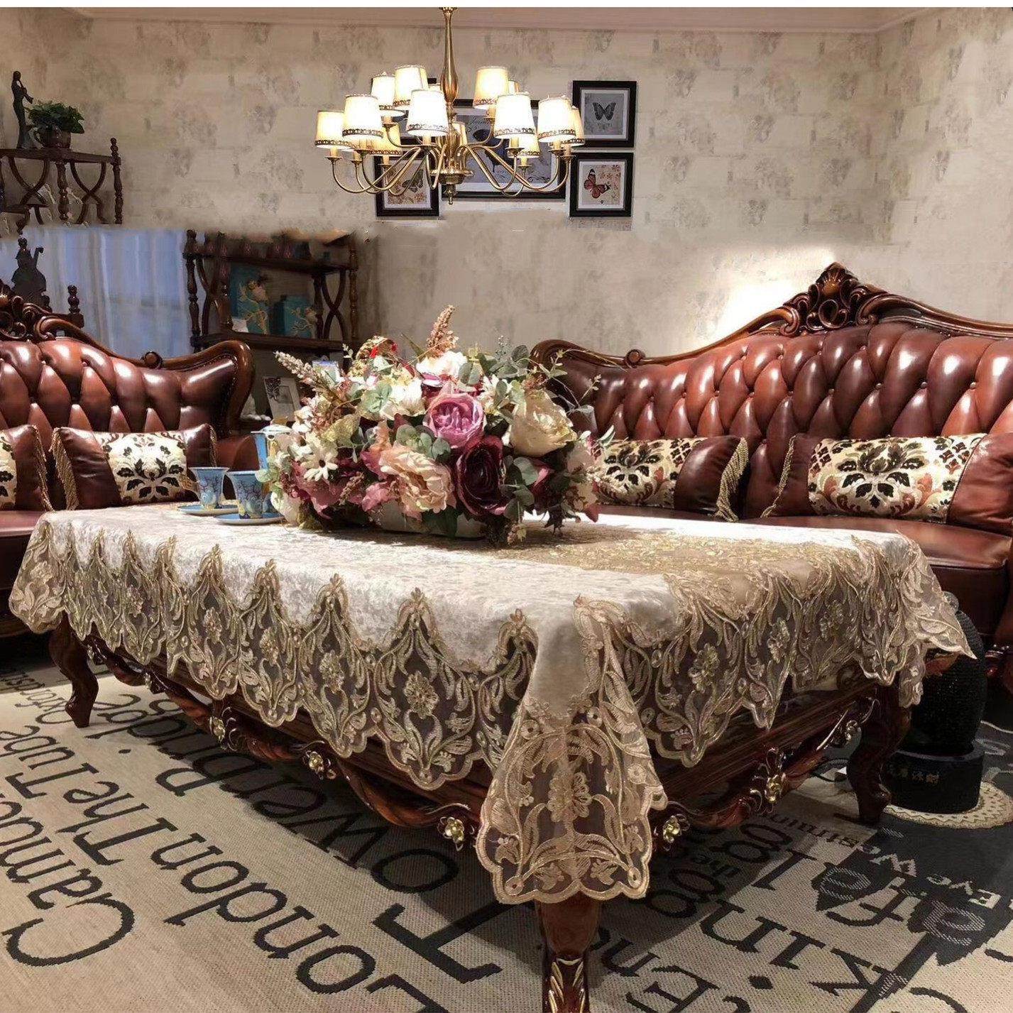 简约现代蕾丝桌布轻奢高级感长方形餐桌垫茶几台布北欧ins风,居家布艺,桌布,淘宝优惠券,粉丝福利购,淘宝优惠卷