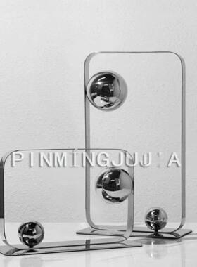 现代简约创意金属分子球不锈钢框架球几何镂空摆件客厅书房小摆件