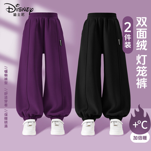 一体绒保暖洋气儿童冬装 冬季 子加厚好看2025新款 迪士尼女童加绒裤