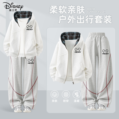 迪士尼女童春装套装洋气小公主小香风穿搭2026新款潮流儿童运动服