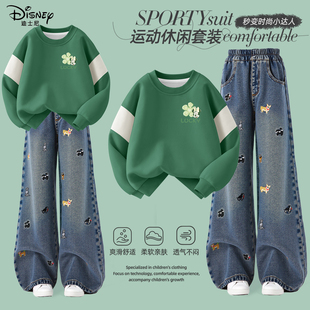 迪士尼女童春装套装小公主洋气穿搭2026新款童装女装春秋儿童卫衣
