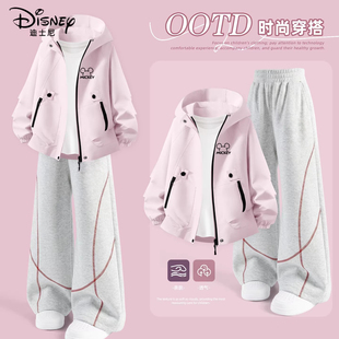 迪士尼女童春装套装2026新款洋气大童女装春季休闲外套儿童衣服女