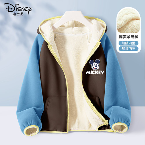 迪士尼男童冬季外套加绒加厚2025新款痞帅风童装儿童冬装棉服男孩