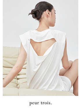 peur 连衣裙春夏极简中短款无袖微垫肩显瘦简约气质漏背裙