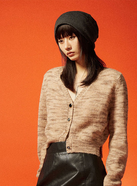 peur 短款针织开衫慵懒宽松亲肤柔软贴身羊驼毛针织外套