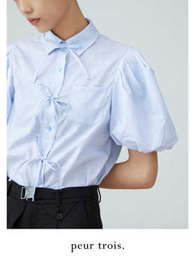 peur衬衫短袖春夏款宽松显瘦遮肉泡泡袖公主提花蝴蝶结原创小众风