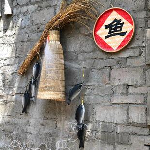 农具渔具渔村鱼米之乡农庄餐厅装饰品墙面挂饰新农村复古怀旧墙壁
