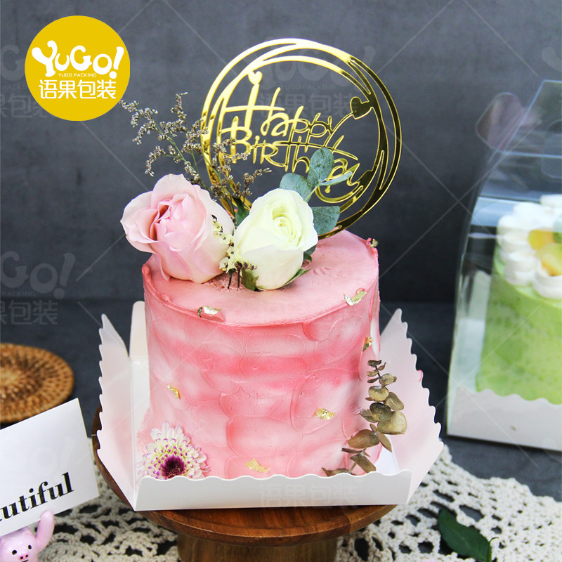 加高蛋糕盒子手提透明3.4寸5寸加厚一次性韩式爆浆生日蛋糕包装盒